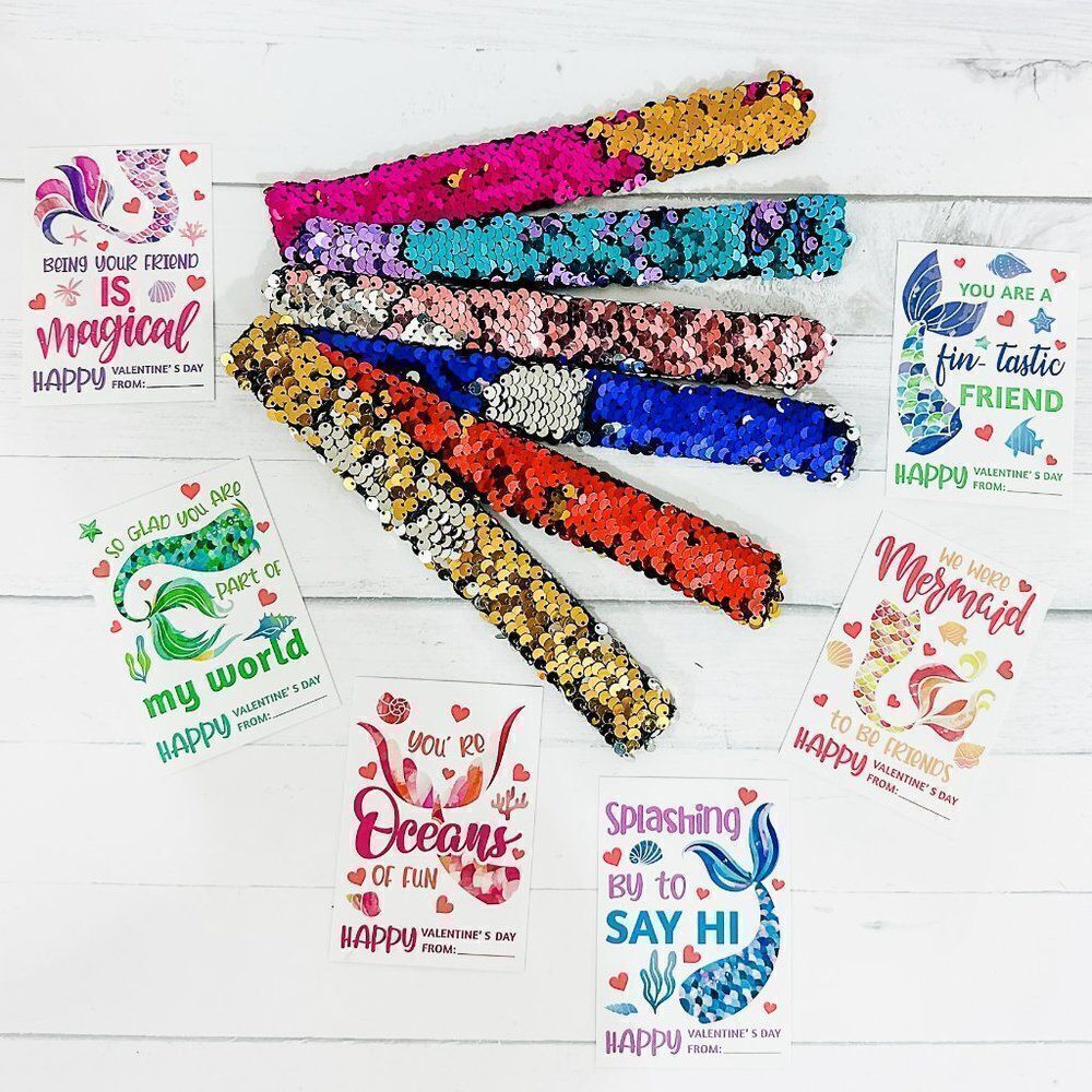Sequined Valentines Day Slap Bracelet Kits